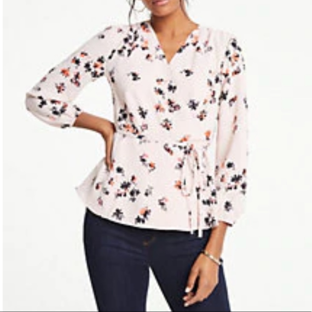 NWT Ann Taylor Meadow Floral Wrap Top 14